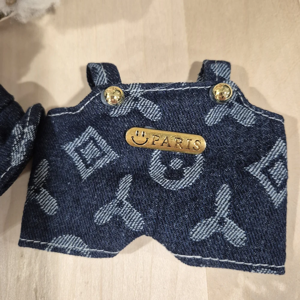 🎊🎊NEW🎊🎊 ADORABLE!! LABUBU Clover Overalls And Hat In DARK BLUE DENIM ONLY